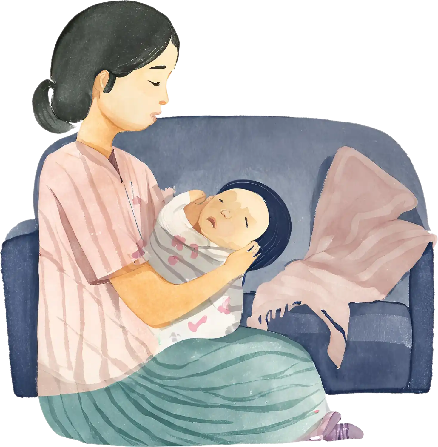 Mom struggling with baby